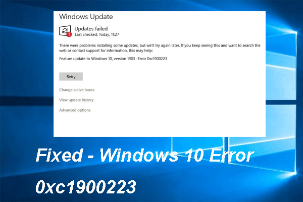 windows 10, version 1903 - error 0xc1900223