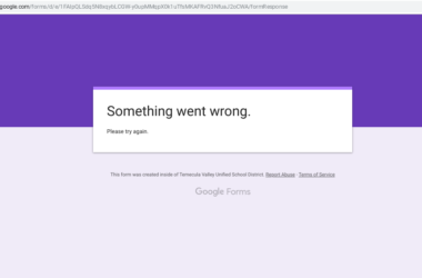 Internal Error Google Forms